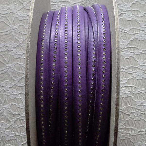 Bola de cuero morado de 10 mm con cadena de bolas sin n&iacute;quel por 20 cm