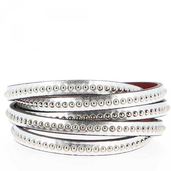 Bola de cuero de espejo plateada 06 mm con cadena de bolas sin n&iacute;quel por 20 cm