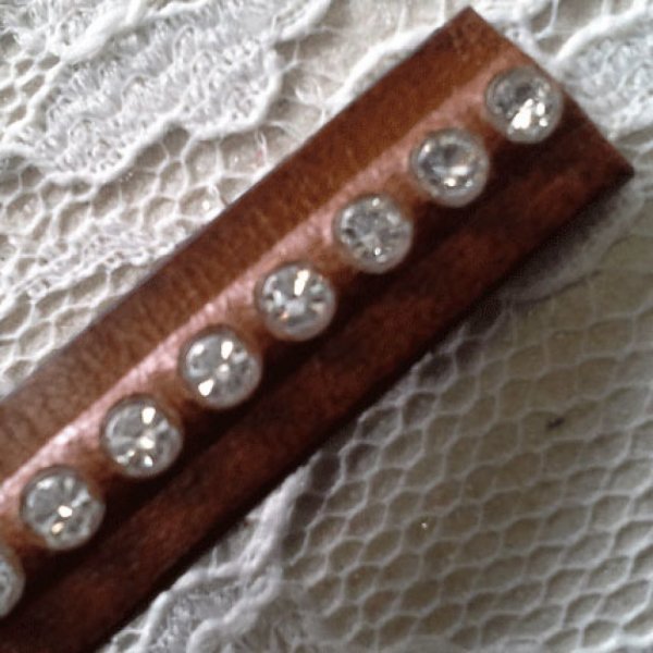 Bruno 10 mm cuero Swarovski strass por 20 cm