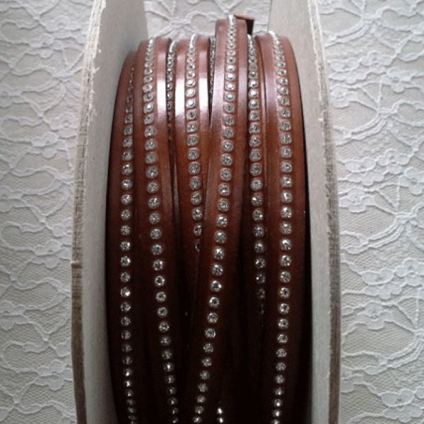 Bruno 10 mm cuero Swarovski strass por 20 cm