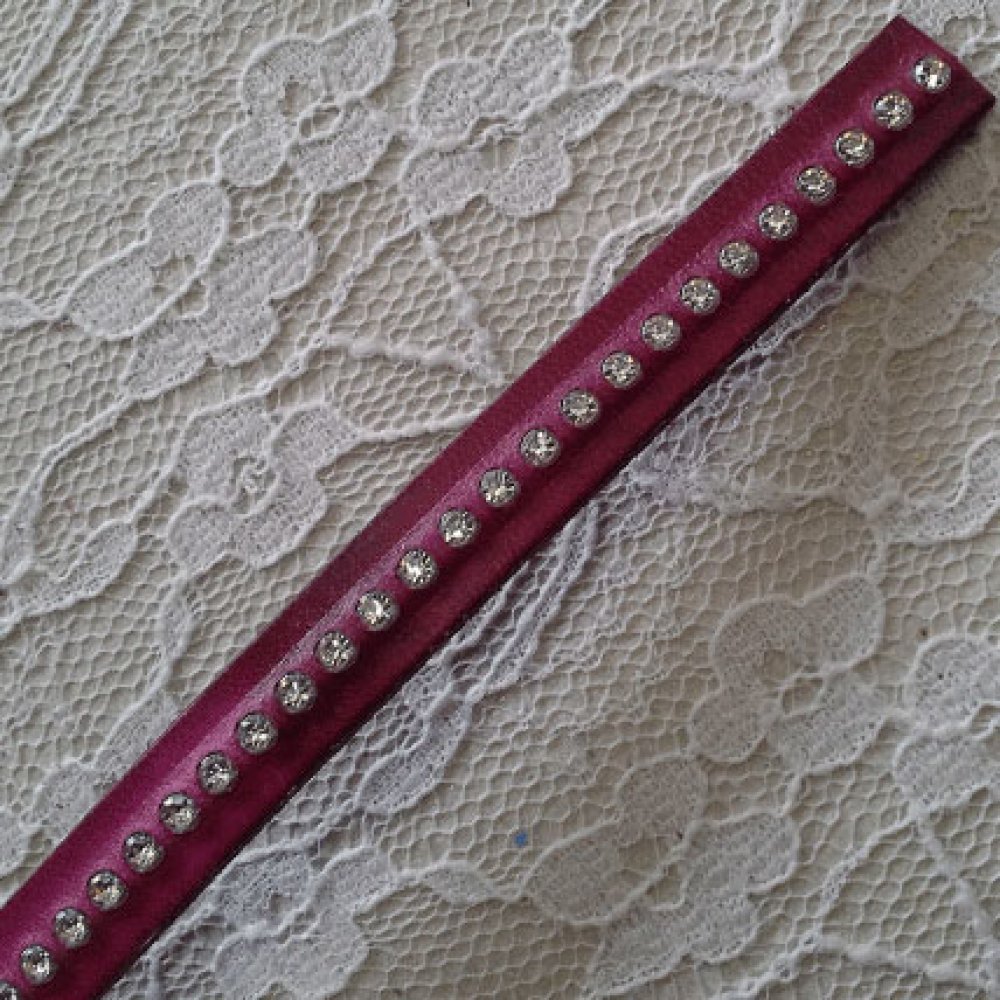 Cuero DD-Fuxia 10 mm Swarovski Strass por 20 cm