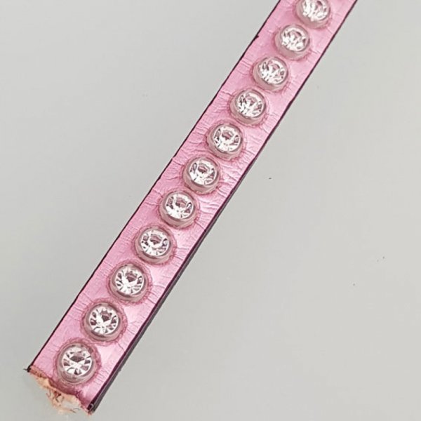 Cuero Espejo Metal Rosa 06 mm Swarovski Strass por 20 cm