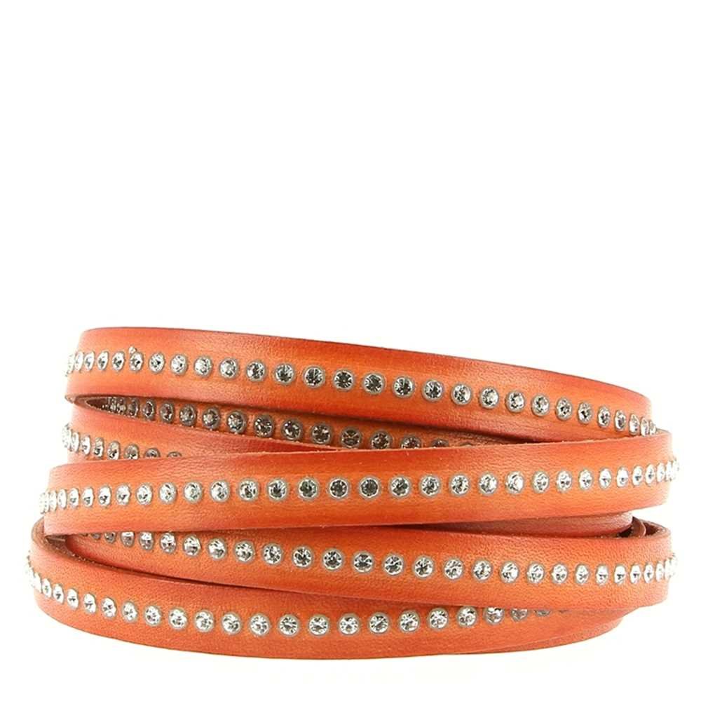 Piel naranja con strass Swarovski de 10 mm por 20 cm