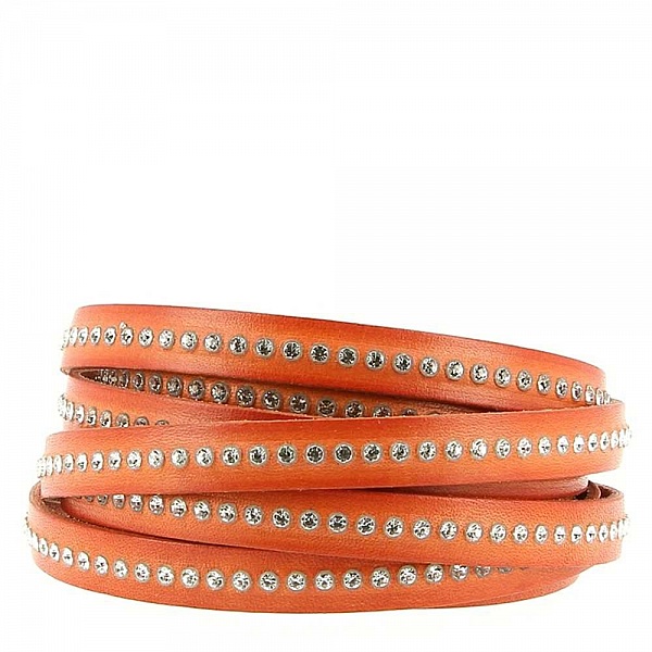 Piel naranja con strass Swarovski de 10 mm por 20 cm