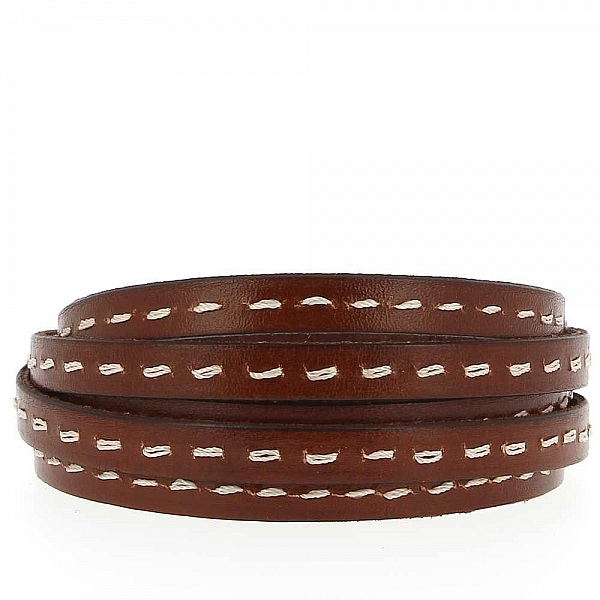 Cuero plano de becerro Safari 10 mm por 20 cm Cosido 1 hilo blanco