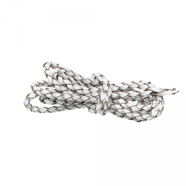 Cuir rond tress&eacute; Blanc 03 mm x 2 m&egrave;tres