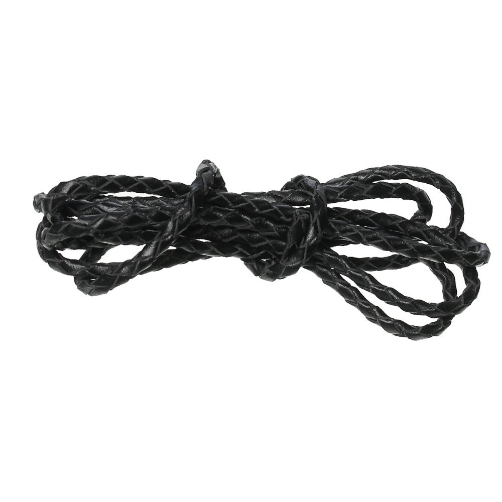 Cuir rond tressé Noir 03 mm x 2 mètres