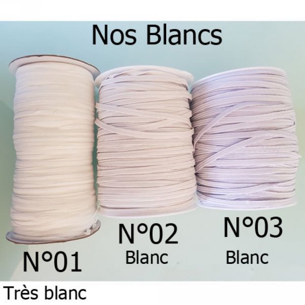 M&aacute;scara plana el&aacute;stica 5 mm Blanco N&deg;03 X 5 metros