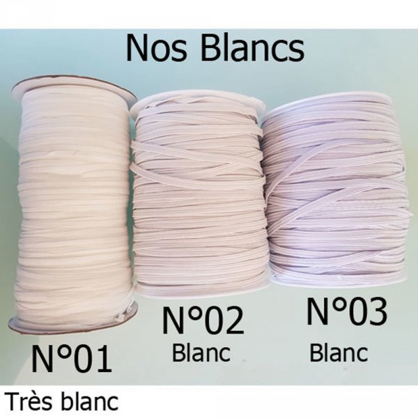 El&aacute;stico plano 5 mm Blanco N&deg;03 X 10 Metros