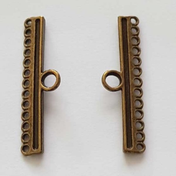 Embout fermoir multi rangs 13 trous Bronze N&deg;01