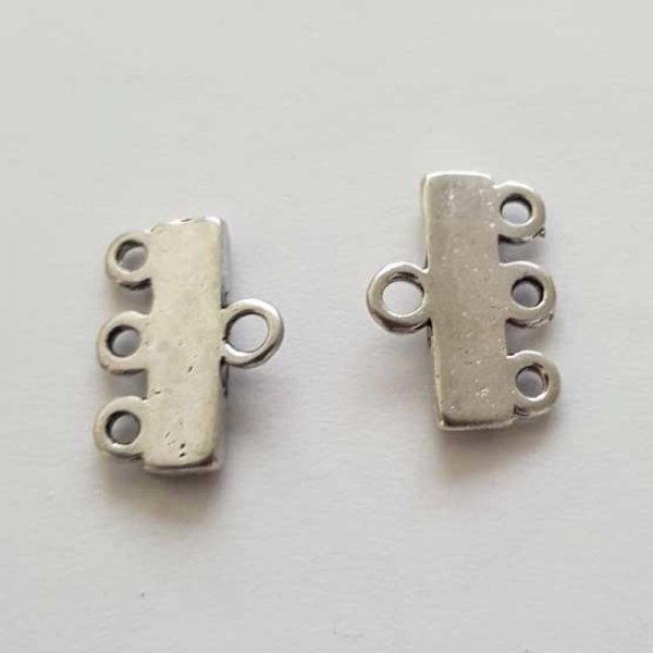 Embout fermoir multi rangs 3 trous Argent N&deg;06