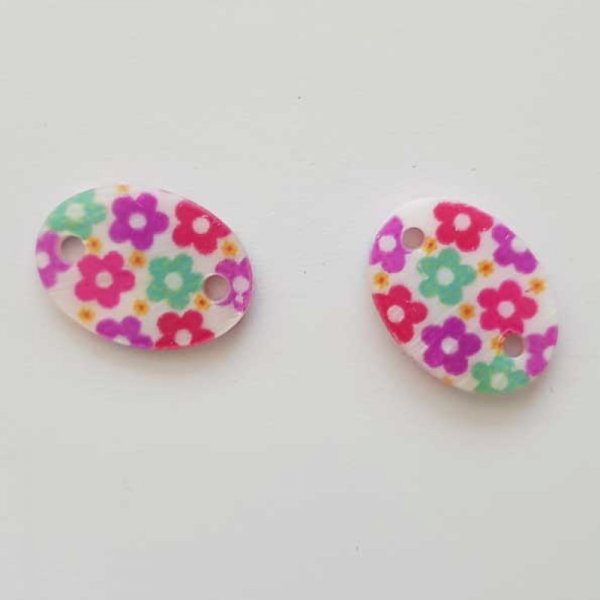 Entre deux fantaisie Ovale &agrave; fleurs 20x14 mm N&deg;05