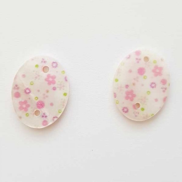 Entre deux fantaisie Ovale &agrave; fleurs 20x14 mm N&deg;01