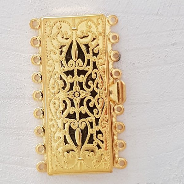 Fermoir rectangulaire Multi-Rangs Dor&eacute;.