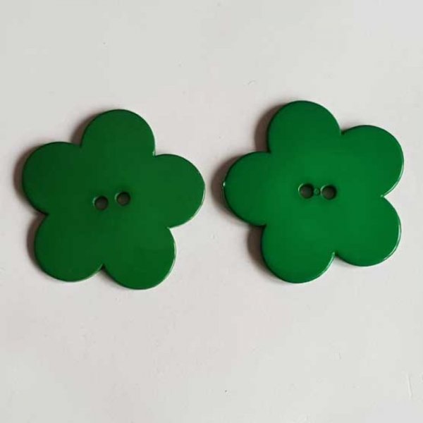 Fleur Big Pop r&eacute;sine 38mm 2 trous Vert Fonc&eacute;