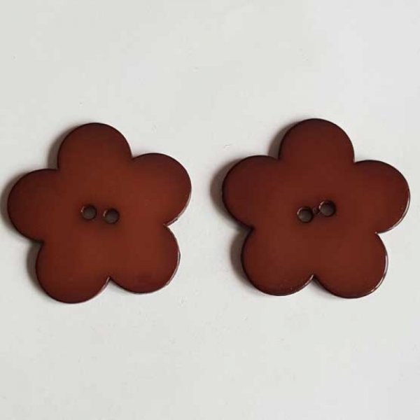 Fleur Big Pop r&eacute;sine 58mm 2 trous Marron Fonc&eacute;