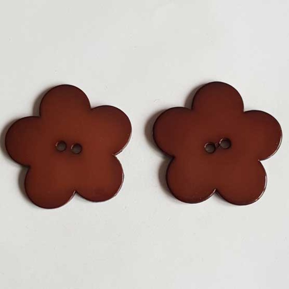 Fleur Big Pop résine 38mm 2 trous Marron Foncé