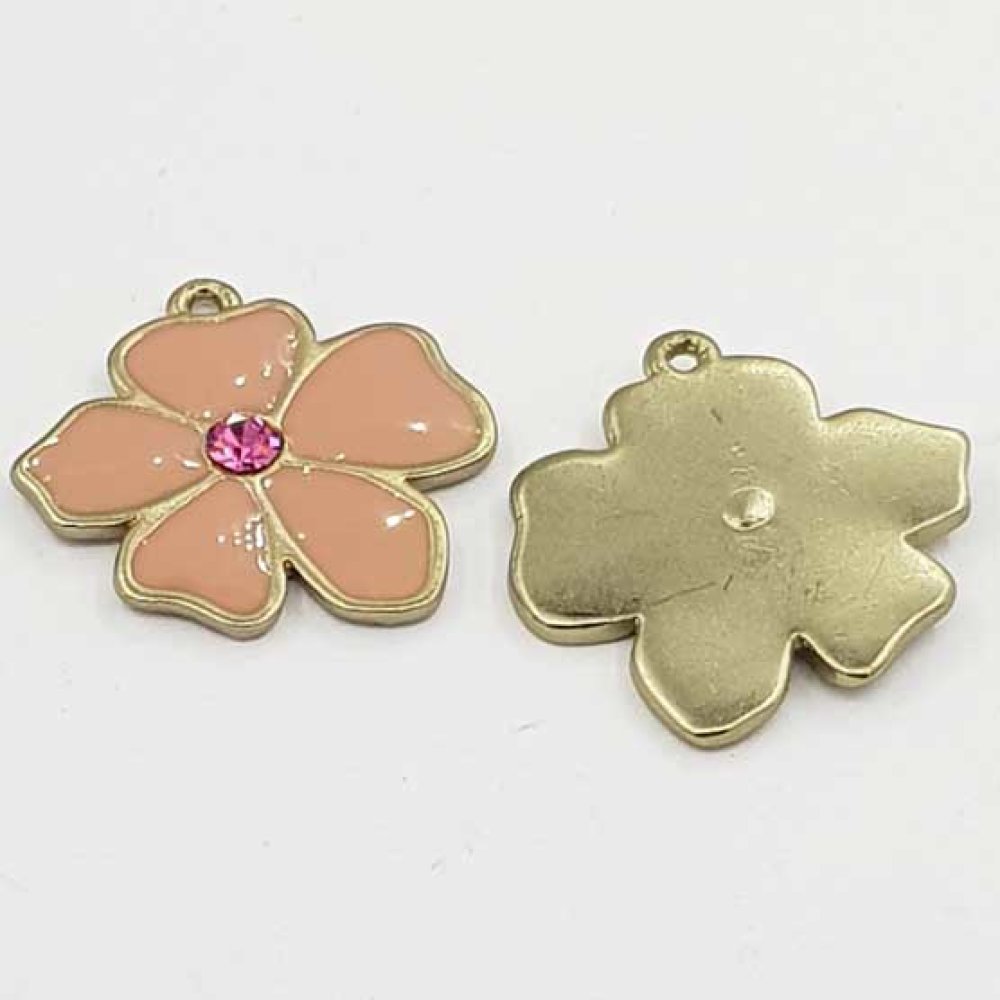 Flor Metal Esmalte 25 mm Rosa