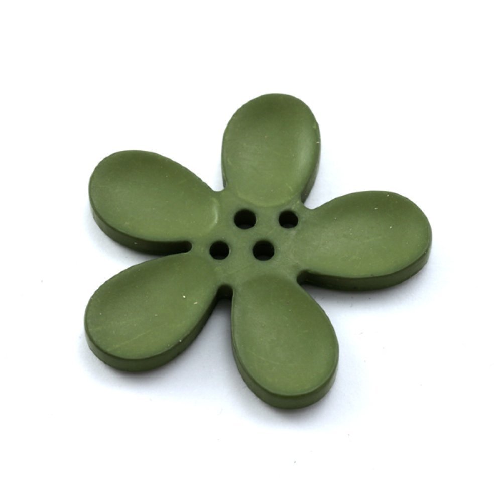 Fleur Orchidée résine 4 trous 40 x 3 mm Olivine