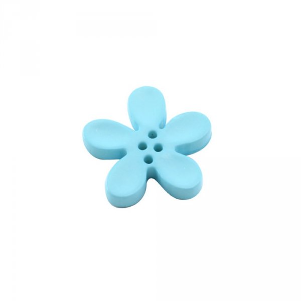 Fleur Orchid&eacute;e r&eacute;sine 4 trous 40 x 3 mm Aquamarine