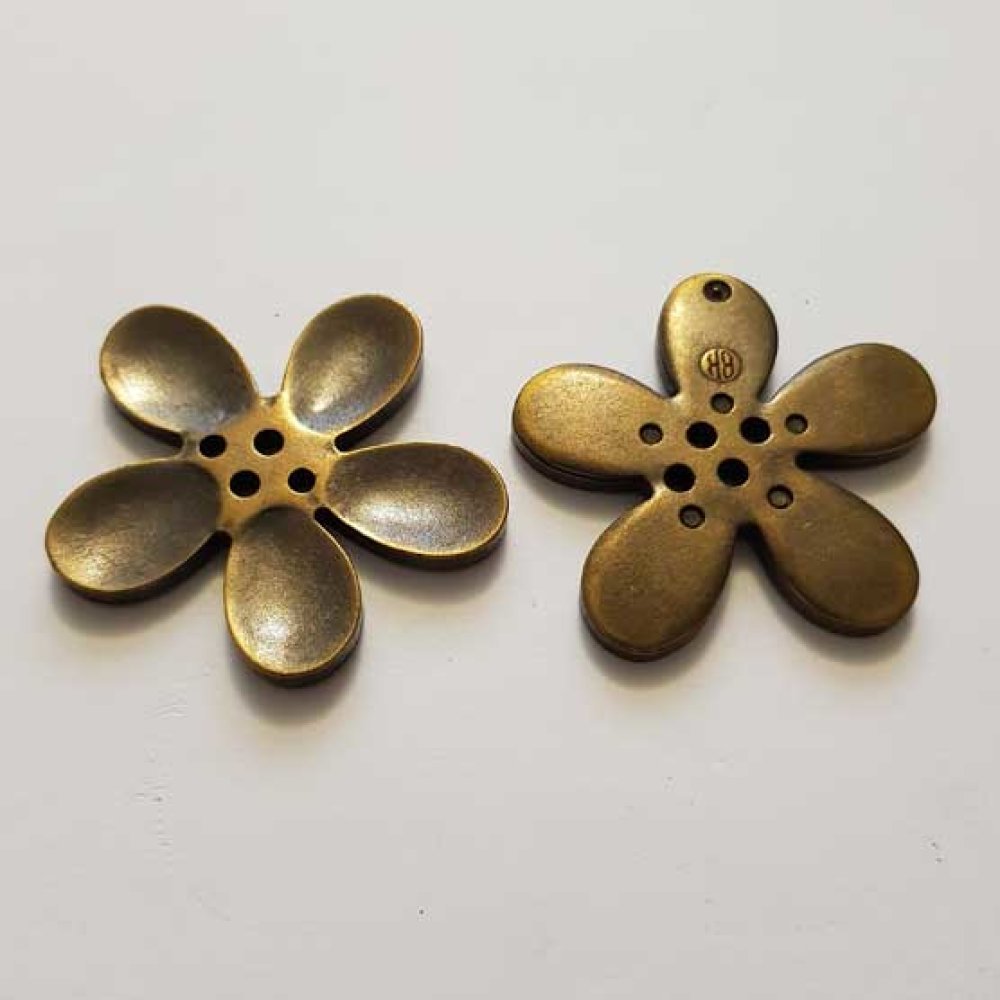 Fleur Orchidée résine 4 trous 40 x 3 mm Bronze Patiné