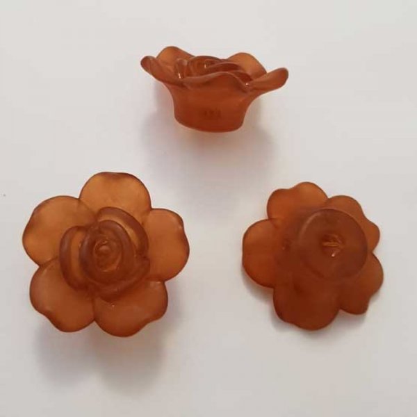 Fleur Rose Givr&eacute; 25 mm Marron