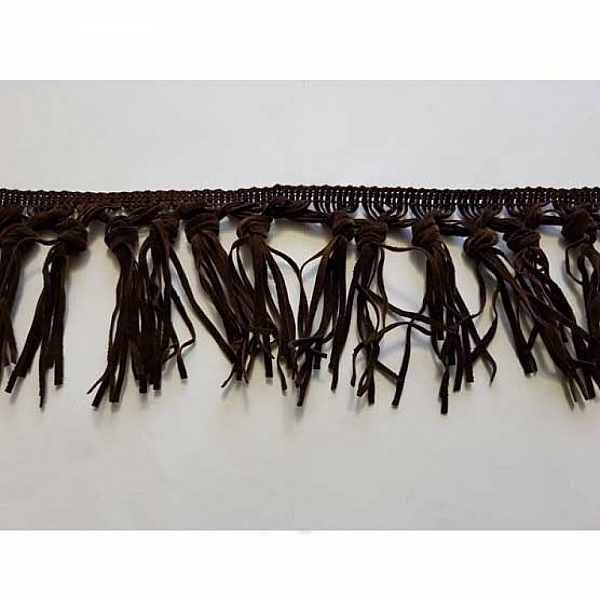 Fancy Suede Fringe 10 cm Ancho Marr&oacute;n Oscuro