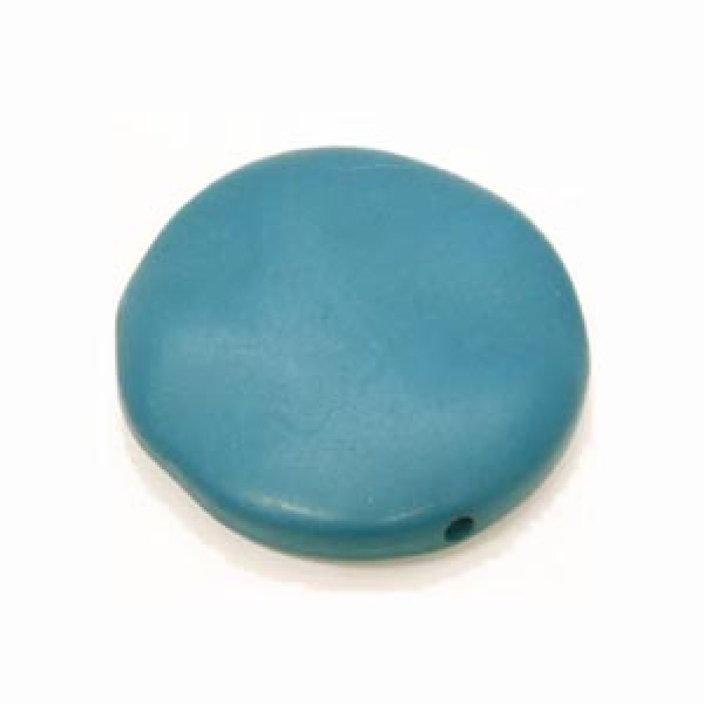 Galet plat résine rond 27 x 8 mm effet cuir Turquoise Foncé