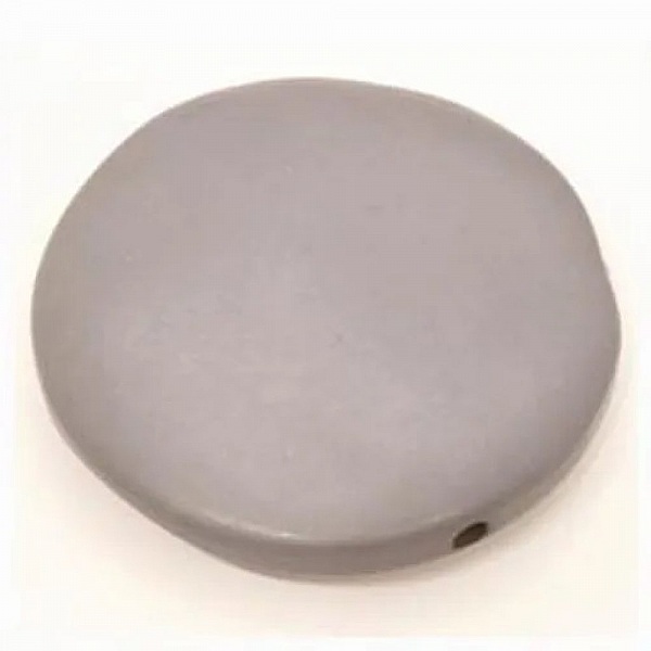 Galet plat r&eacute;sine rond 40 x 10 mm effet cuir Gris Clair