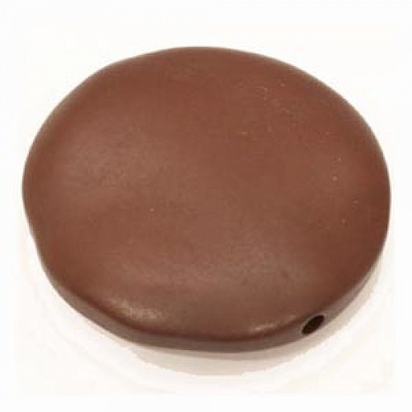 Galet plat r&eacute;sine rond 27 x 8 mm effet cuir Brun Fonc&eacute;