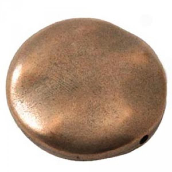 Galet plat r&eacute;sine rond 27 x 8 mm effet cuir Cuivre Platine