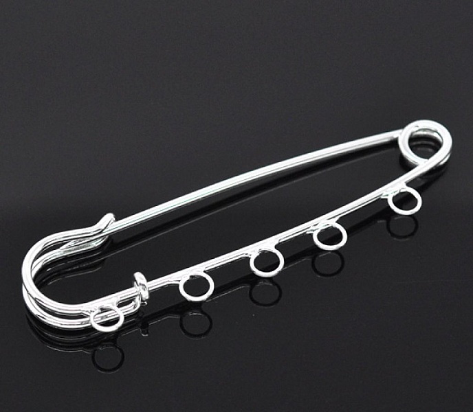 Juego de 20 Pinzas de Enfermera Plateadas 5 Anillas 70x20mm N&deg;004