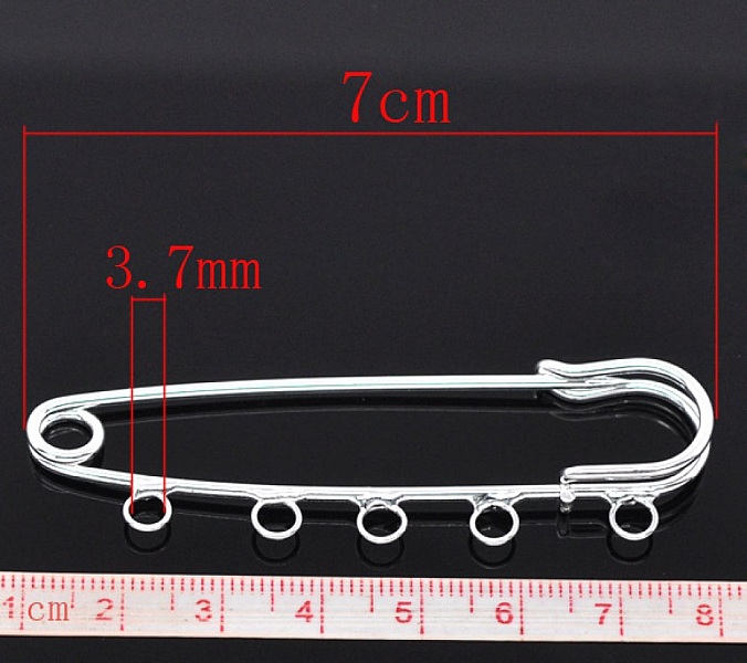 Juego de 20 Pinzas de Enfermera Plateadas 5 Anillas 70x20mm N&deg;004