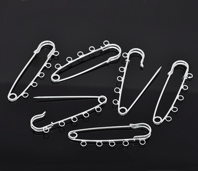 Juego de 20 Pinzas de Enfermera Plateadas 5 Anillas 70x20mm N&deg;004