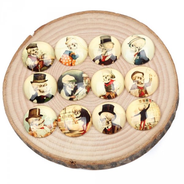 Lote 20 Cabuj&oacute;n de vidrio redondo 25mm Esqueleto de anciano Mezcla Cabuj&oacute;n de vidrio 