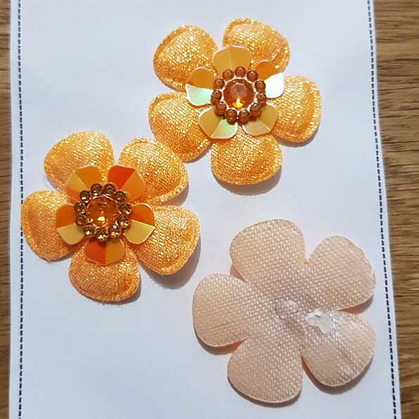 Lote de 3 flores 5 p&eacute;talos Telas Naranja