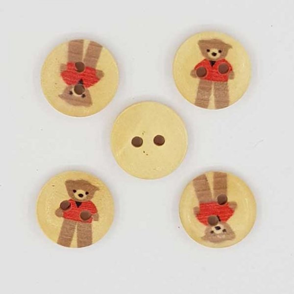 Lot de 10 boutons bois Rond 15 mm N&deg;03