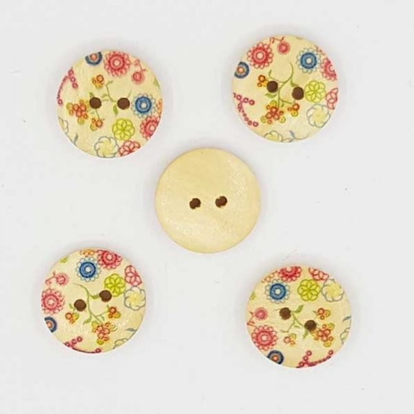 Lot de 10 boutons bois Rond 15 mm N&deg;04