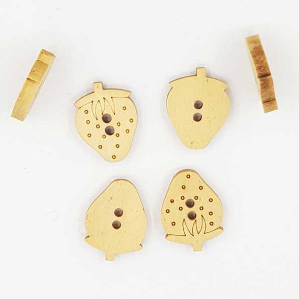 Lot de 10 boutons bois fraises N&deg;01