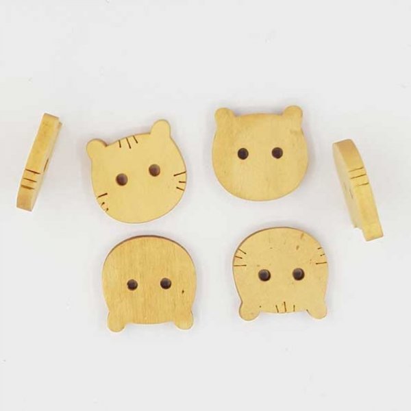 Lot de 10 boutons bois chats N&deg;01