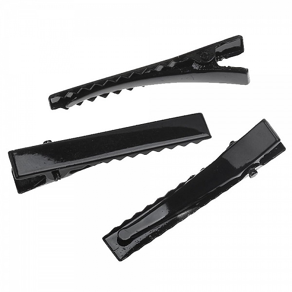 Lot de 50 &eacute;pingles cheveux pinces barrettes Crocodiles - Couleur Noir 46 mm x 7 mm