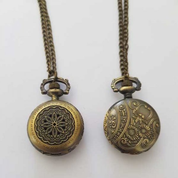 Reloj Gousset Flor 02 Bronce Antiguo con Cadena