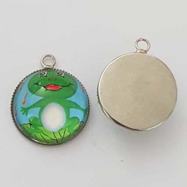 Pendentif Cabochon 20 mm en Verre Fantaisie N&deg;07-02 Grenouille