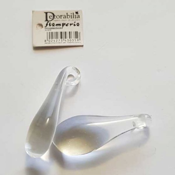 Pendentif N&deg;004 Goutte En Verre Transparent Stamperia