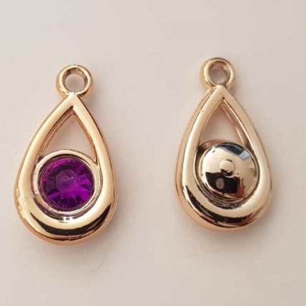 Pendentif en plastique et strass acrylique goute N&deg;05 bleu