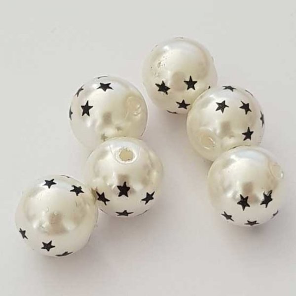 Perle Acrylique Ronde 10 mm &eacute;toile 01 x 1 Pi&egrave;ce