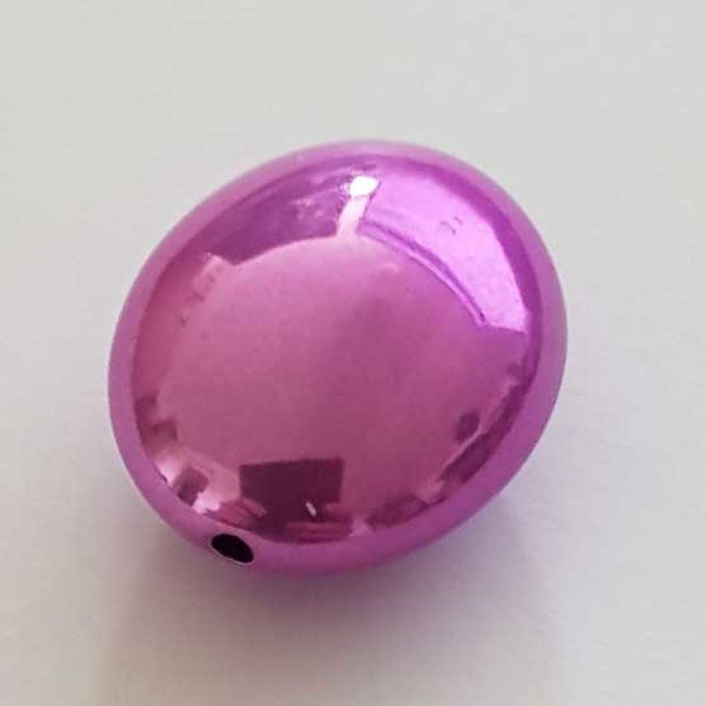 Perle Brillante Ovale Plate Mauve 23 mm