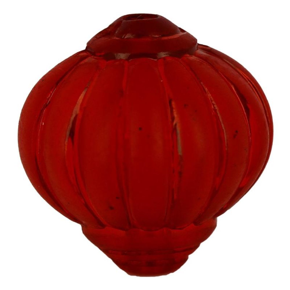 Perla Lucite Forma Lampion Estriado Rojo