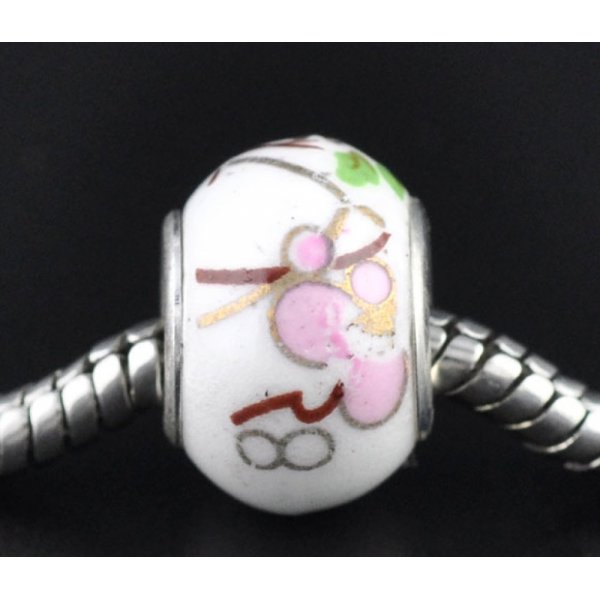 Perle N&deg;0044 Blanc Rose compatible europ&eacute;en