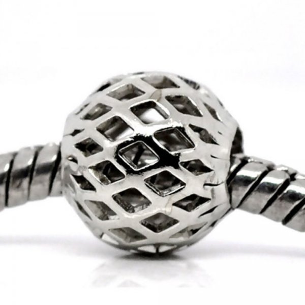 Perle N&deg;0175 compatible Europ&eacute;en Argent Vieilli